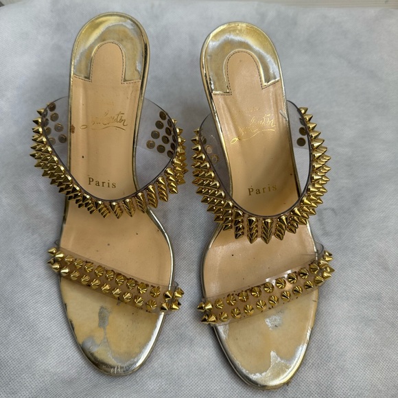 Christian Louboutin PVC Gold Spiked Heels Pumps (Authentic, Rare) 39 - Picture 12 of 15